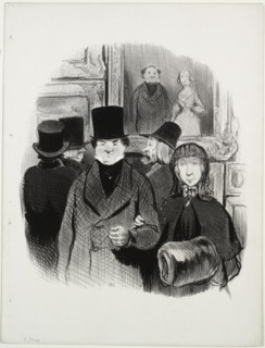 The Beautiful Days of Life, plate 59: When one's portrait is at the Salon, 1845. Creator: Honoré Daumier (French, 1808-1879).