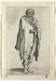 The Beggars: Beggar without Hat or Shoes , c. 1623. Creator: Jacques Callot (French, 1592-1635).