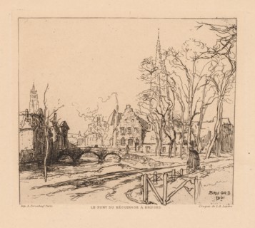 The Béguinage Bridge in Bruges (La Pont du Beguinage à Bruges), 1901. Creator: Auguste Louis Lepère (French, 1849-1918).