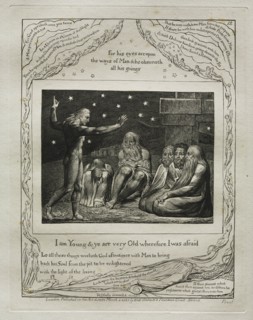 The Book of Job: Pl. 12, I am Young and ye are very Old wherefore I was afraid, 1825. Creator: William Blake (British, 1757-1827).