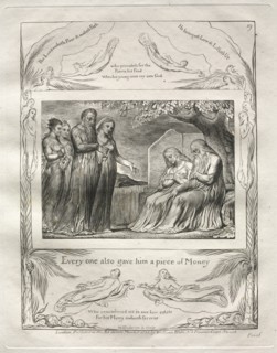 The Book of Job: Pl. 19, Every one also gave him a piece of Money, 1825. Creator: William Blake (British, 1757-1827).