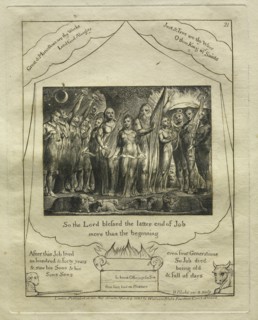 The Book of Job: Pl. 21, So the Lord blessed the latter end of Job / more than the beginning, 1825. Creator: William Blake (British, 1757-1827).