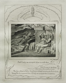 The Book of Job: Pl. 4, And I only am escaped alone to tell thee, 1825. Creator: William Blake (British, 1757-1827).