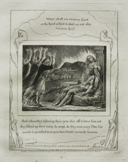 The Book of Job: Pl. 7, And when they lifted up their eyes afar off and knew him not..., 1825. Creator: William Blake (British, 1757-1827).