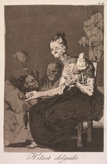 The Caprices: They Spin Finely (Los Caprichos: Hilan Delgado), 1799. Creator: Francisco de Goya (Spanish, 1746-1828).
