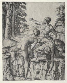 The Climbers (Three Figures from Michelangelo's Battle of Cascina), 1510. Creator: Marcantonio Raimondi (Italian, 1470/82-1527/34).