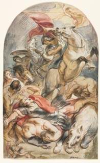 The Conversion of Saul with Horseman and Banner, c. 1645-1647. Creator: Jacob Jordaens (Flemish, 1593-1678).
