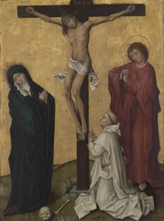 The Crucifixion with a Carthusian Monk, c. 1460. Creator: Rogier van der Weyden (Flemish, c. 1399-1464), workshop of.