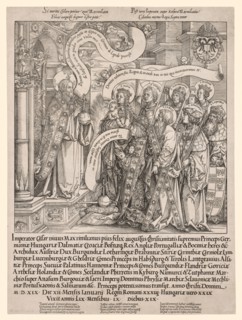 The Emperor Maximilian Presented by His Patron Saints to the Almighty, 1519. Creator: Hans Springinklee (German, 1540).