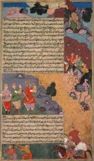 The First Adventure of the White Horse, Page from the Khan Khanan's Razm Nama..., c. 1610-17. Creator: Unknown.
