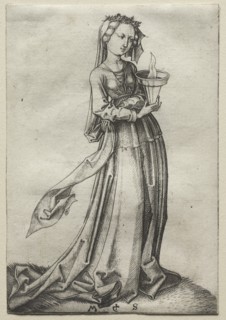 The Fourth Wise Virgin. Creator: Martin Schongauer (German, c.1450-1491).