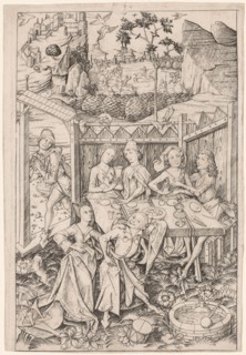 The Garden of Love (Large Plate), c. 1465. Creator: Master E. S. (German).