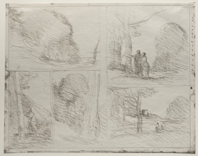 The Garden of Pericles; The Painter's Lane; Scrawl; The Large Woodcutter?, printed in 1921. Creator: Jean Baptiste Camille Corot (French, 1796-1875).