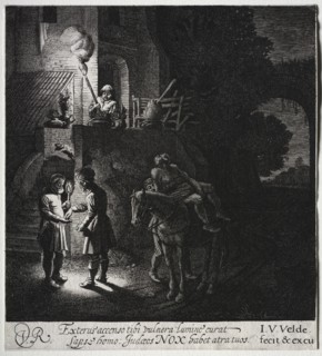 The Good Samaritan Paying the Innkeeper. Creator: Jan van de Velde (Dutch, 1620-1662).