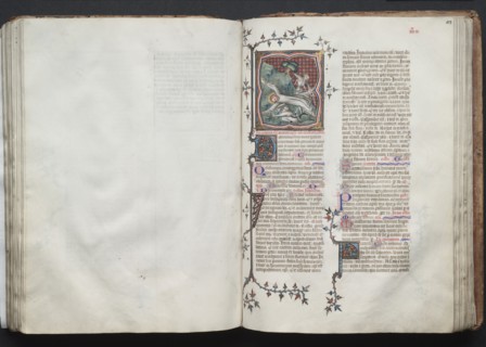 The Gotha Missal: Fol. 103r, St. Andrew Being Tied to the Cross, c. 1375. Creator: Master of the Boqueteaux (French); Workshop, and.