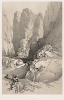 The Holy Land, Syria, Idumea, Arabia, Egypt & Nubia (Vol. III): Entrance to Petra, 1842. Creator: Louis Haghe (British, 1806-1885); F.G. Moon.