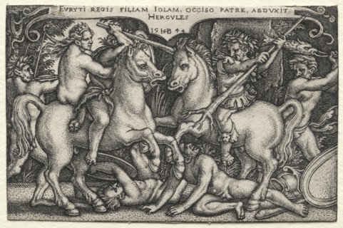 The Labors of Hercules: Hercules Abducting Iole, 1544. Creator: Hans Sebald Beham (German, 1500-1550).