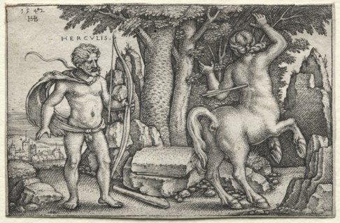 The Labors of Hercules: Hercules and Nessus, 1542. Creator: Hans Sebald Beham (German, 1500-1550).