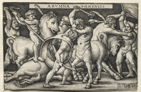 The Labors of Hercules: Hercules Defeating the Centaurs, 1542. Creator: Hans Sebald Beham (German, 1500-1550).