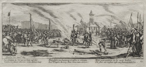 The Large Miseries of War: Burning at the Stake, 1633. Creator: Jacques Callot (French, 1592-1635).