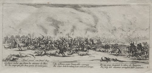 The Large Miseries of War: The Battle, 1633. Creator: Jacques Callot (French, 1592-1635).