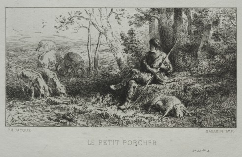 The Little Swineherd. Creator: Charles-Émile Jacque (French, 1813-1894).