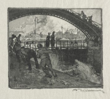 The Lock of the St. Martin Canal, 1890. Creator: Auguste Louis Lepère (French, 1849-1918).