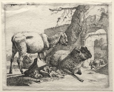 The Muleteer under the Gateway, 1665. Creator: Johann Heinrich Roos (German, 1631-1685).