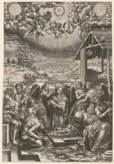The Nativity, 1553. Creator: Giorgio Ghisi (Italian, 1520-1582); Hieronymus Cock.