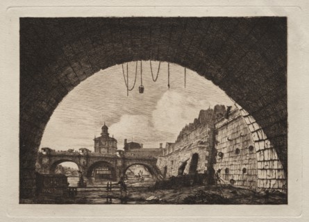 The New Bridge and the Samaritaine seen from under the First Arch..., 1855. Creator: Charles Meryon (French, 1821-1868).