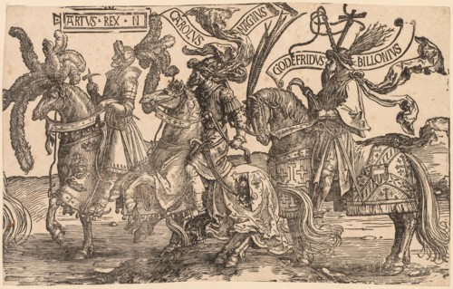 The Nine Heroes: Arthur, Charles the Great (Charlemagne), Godfrey of Bouillon, 1515-1517. Creator: Lucas van Leyden (Dutch, 1494-1533).