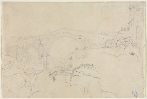 The Ponte dellAbbadia at Vulci, first half 19th century. Creator: Jean-Auguste-Dominique Ingres (French, 1780-1867), follower of.
