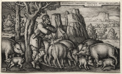 The Prodigal Son: Tending Swine. Creator: Hans Sebald Beham (German, 1500-1550).