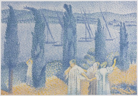 The Promenade (Landscape with Cypresses), La Promenade (Paysage aux cyprès), 1897. Creator: Henri-Edmond Cross (French, 1856-1910).