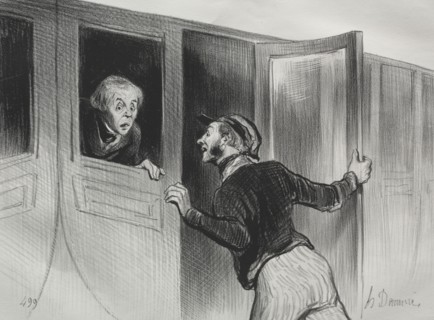 The Railroads, plate 11: The Hazard of Sleeping on a Journey, 1843. Creator: Honoré Daumier (French, 1808-1879); Aubert.
