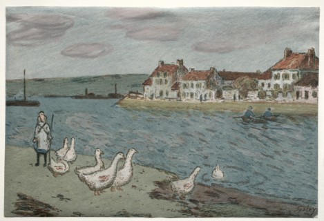 The River Bank or Geese, 1897. Creator: Alfred Sisley (French, 1840-1899).