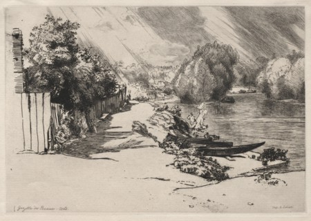The Seine at Bas-Meudon with the Seguin and Mottiaux Islands, 1868. Creator: Félix Bracquemond (French, 1833-1914).