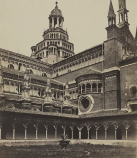 The Small Cloister of the Monastery at Pavia, c. 1860s. Creator: Maurizio Lotze (Italian, 1809-1890), attributed to.