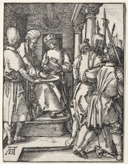 The Small Passion: Pilate Washing His Hands, 1509-1511. Creator: Albrecht Dürer (German, 1471-1528).