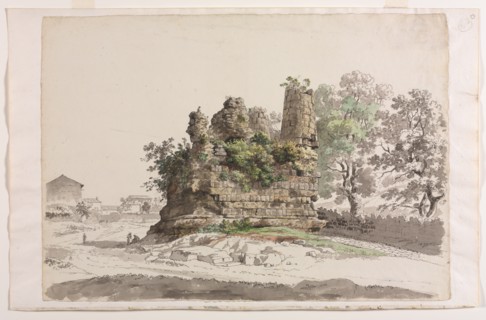 The So-Called Sepulcher of the Curiatii Brothers at Albano, with the Church of the Madonna..., c 177 Creator: Carlo Labruzzi (Italian, 1748-1817).