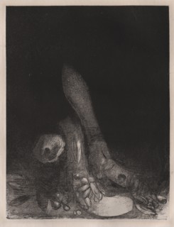The Temptation of St. Anthony: Flowers Fall and the Head of a Python Appears, 1896. Creator: Odilon Redon (French, 1840-1916); Blanchard.