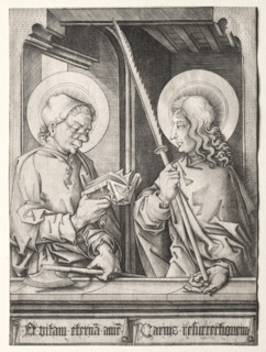 The Twelve Apostles at Gothic Windows: St. Matthias and St. Judas Thaddaeus. Creator: Israhel van Meckenem (German, c. 1440-1503).