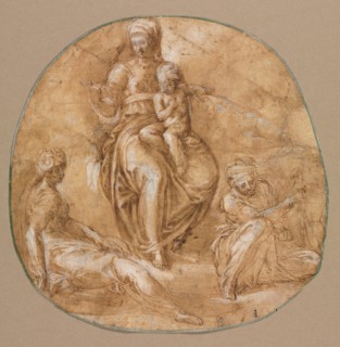 The Virgin and Child with St. Catherine of Alexandria and an Elderly Female Saint?, c. 1545. Creator: Battista Franco (Italian, c. 1510-1561).