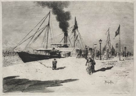 The Wharf at Trouville, 1877. Creator: Félix Hilaire Buhot (French, 1847-1898).