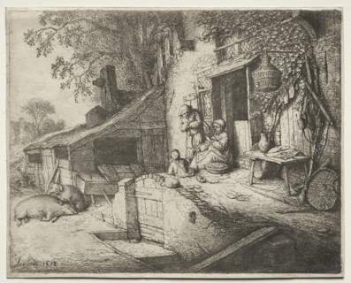The Woman Spinning. Creator: Adriaen van Ostade (Dutch, 1610-1684).