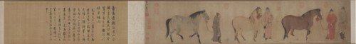 Three Horses and Four Grooms, c. 1320s. Creator: Ren Renfa (Chinese, 1254-1328).