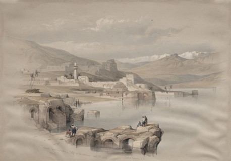 Tiberias, from the Walls, Safet in the Distance, 1839. Creator: David Roberts (British, 1796-1864).