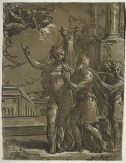 Tiburtine Sibyl and the Emperor Augustus, c. 1527-1530/31. Creator: Parmigianino (Italian, 1503-1540).