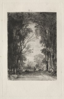 Traveler on a Road in a Forest, 1866. Creator: Maxime Lalanne (French, 1827-1886).