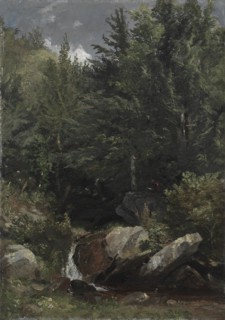 Trees and a Stream on a Hillside, 1853. Creator: Jasper F. Cropsey (American, 1823-1900).